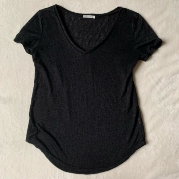 Antistar Lightweight Knit Black Basic Short Sleevev-Neck T-Shirt - Picture 1 of 3